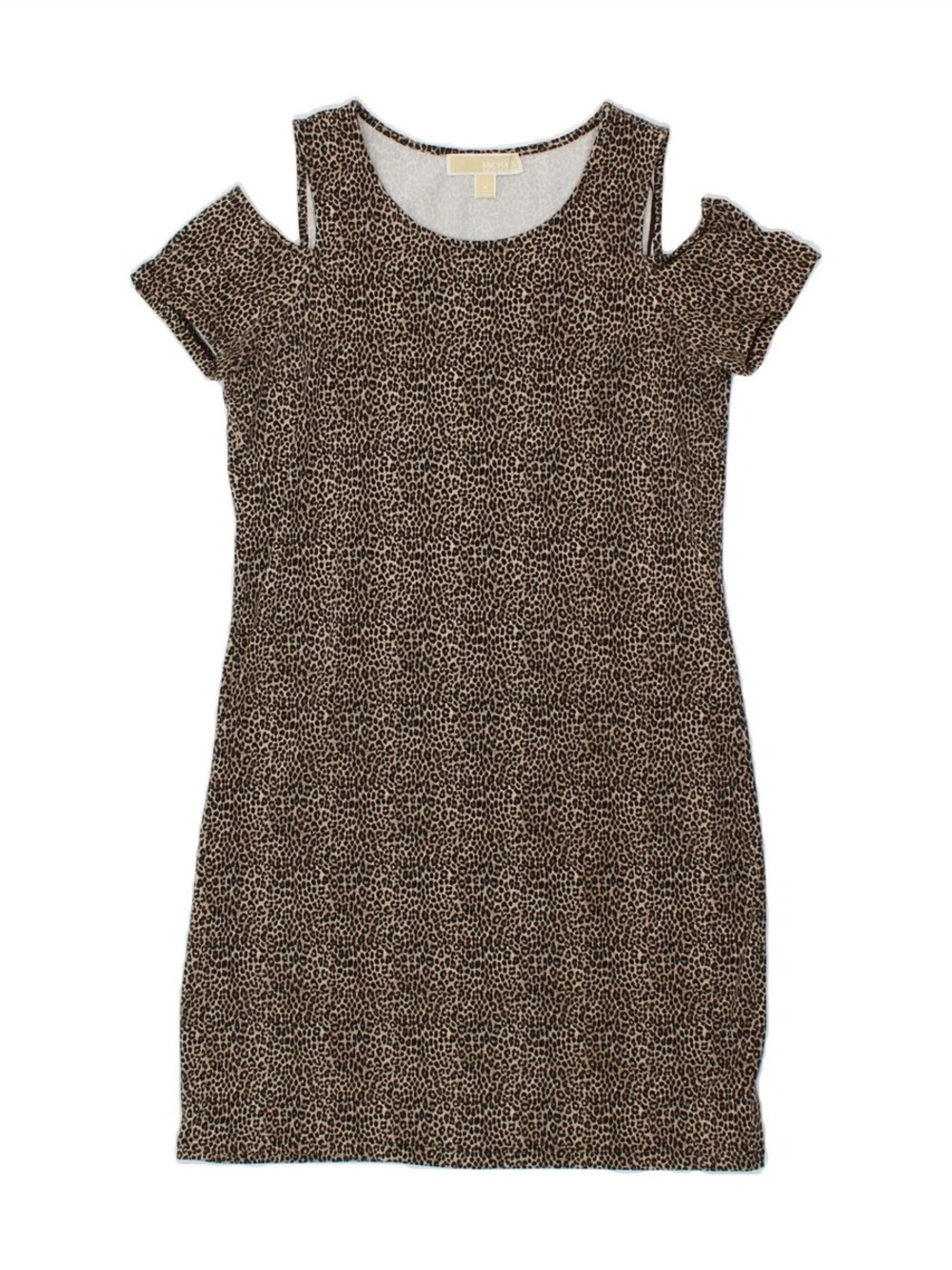 Michael Kors Brown Leopard Cold-Shoulder Mini Dress